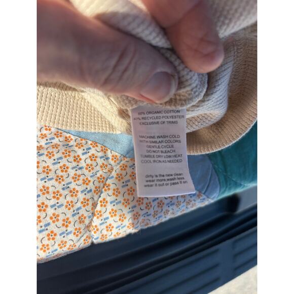 Toad&Co Framer Dos Hoodie Waffle Knit Organic Cotton Polyester Oatmeal Beige Lg - Picture 3 of 9